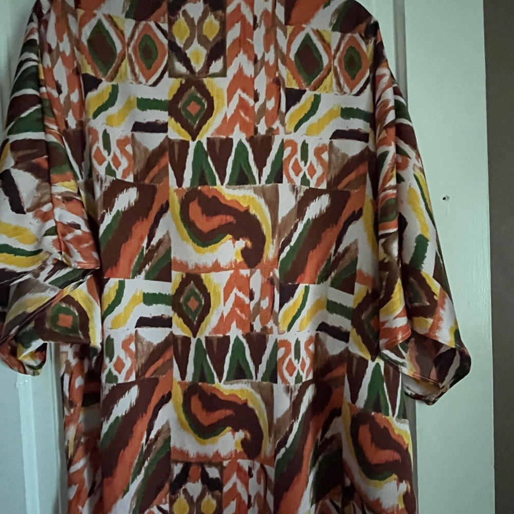 Boho Patchwork Print Kimono Top - Brown Multi - image 2